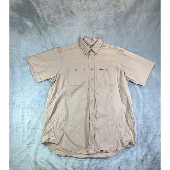 Cathartt shirt men's Large tan button down shirt with pocket - Picture 3 of 13